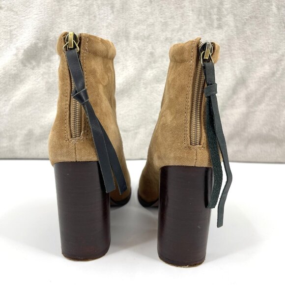 Jeffrey Campbell Rumble Tan Suede Chunky Heel Bootie Ankle Boot - Picture 8 of 14
